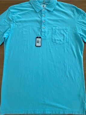 Men's Light Blue Short-Sleeve Polo Shirt with Chest Pocket Hangin Out Topaz